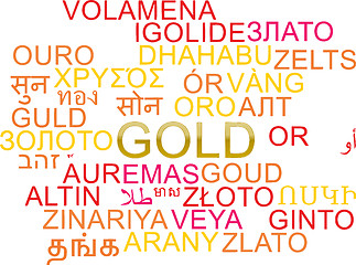 Image showing Gold multilanguage wordcloud background concept