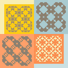 Image showing Set of four seamless patterns. Vintage geometric ornaments. 