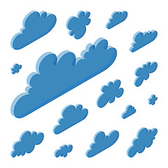 Image showing Cloud shapes collection. 3d vector illustration. 