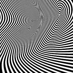 Image showing Pattern with optical illusion. Black and white background. 