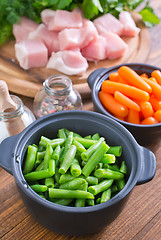 Image showing raw meat and vegetables