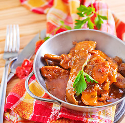 Image showing fried meat with tomato sauce