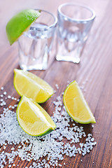 Image showing limes and salt for tequila