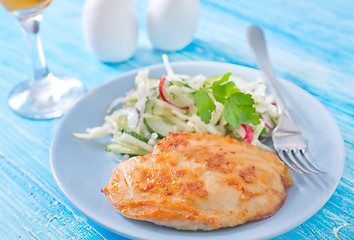 Image showing chicken breast with salad