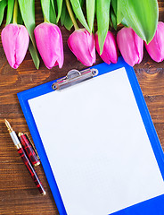 Image showing tulips and note