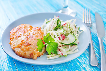 Image showing chicken breast with salad