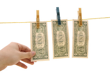 Image showing Dollars on the wire