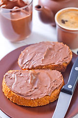 Image showing bread with chocolate cream