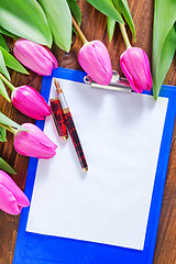 Image showing tulips and note