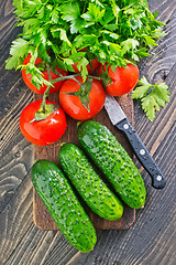 Image showing cucumbers and tomato