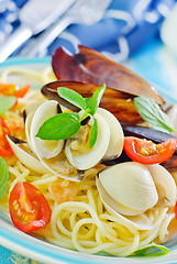 Image showing spaghetti with seafood