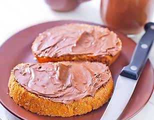 Image showing bread with chocolate cream