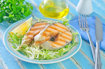 Image showing fried salmon