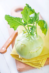 Image showing Cabbage kohlrabi on Wooden Kitchen Board