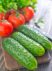 Image showing cucumbers and tomato