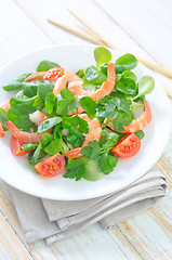 Image showing shrimps with salad