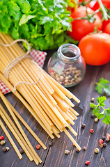 Image showing raw pasta with tomato