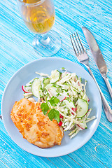 Image showing chicken breast with salad