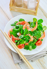 Image showing shrimps with salad