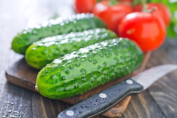 Image showing cucumbers and tomato