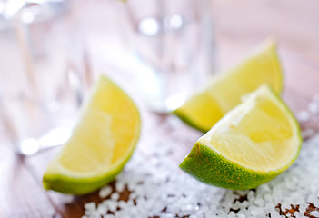 Image showing limes and salt for tequila