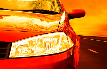 Image showing Red Sport Car on a HighWay