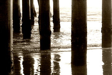 Image showing Pillars under the pier