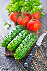 Image showing cucumbers and tomato