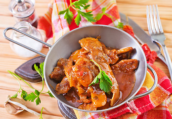 Image showing fried meat with tomato sauce