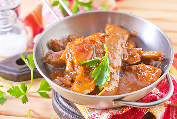 Image showing fried meat with tomato sauce