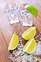 Image showing limes and salt for tequila