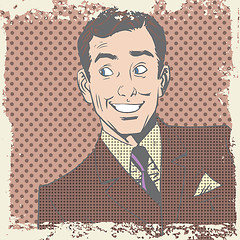 Image showing Smiling man lover flirts pop art comics retro style Halftone