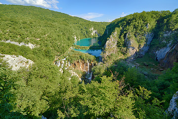 Image showing Fantastic view in the Plitvice Lakes National Park . Croatia bright sunny day 