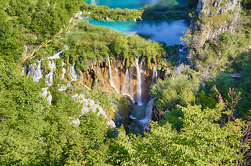 Image showing Fantastic view in the Plitvice Lakes National Park . Croatia bright sunny day 