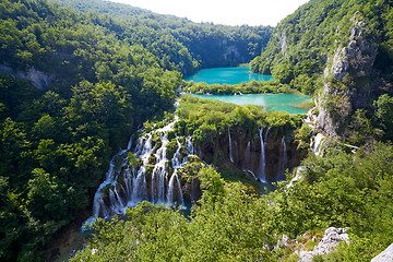 Image showing Fantastic view in the Plitvice Lakes National Park . Croatia bright sunny day 