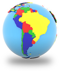 Image showing South America on the globe