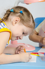 Image showing Girl on a drawing lesson