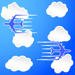 Image showing Planes trail in the cloudy sky Illustration