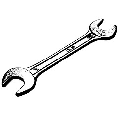 Image showing Steel wrench lies on a white background. illustration.