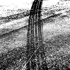 Image showing Grunge background with black tire track. illustration.