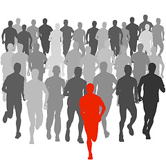 Image showing Set of silhouettes. Runners on sprint, men. illustration.
