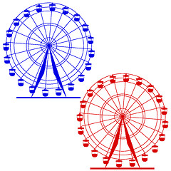 Image showing Silhouette atraktsion colorful ferris wheel. 