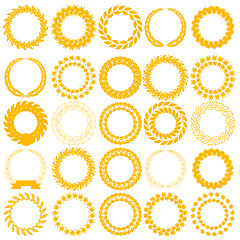 Image showing Set  yellow laurel wreath on the white background. 