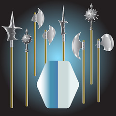 Image showing Illustration of medieval weapons and shield 