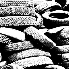 Image showing Grunge background with black tire track. illustration.