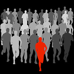 Image showing Set of silhouettes. Runners on sprint, men. illustration.