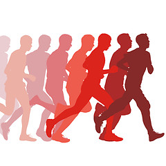 Image showing Set of silhouettes. Runners on sprint, men. illustration