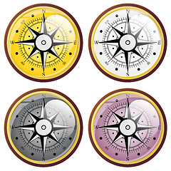 Image showing Set Wind rose compass flat symbols. illustration.