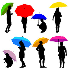 Image showing Silhouettes man and woman under umbrella. illustrations.