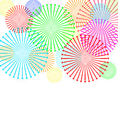 Image showing Colorful firework on white background. illustration.